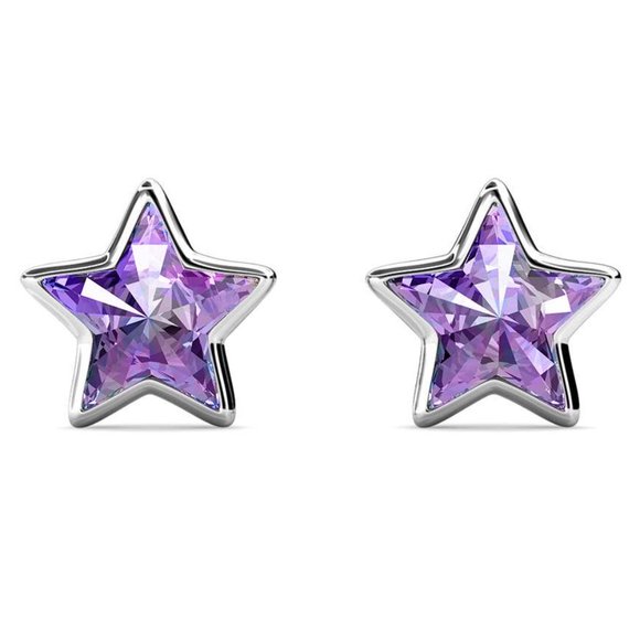 Purple Star Stud Earrings Australian Crystals‎ - Picture 1 of 3